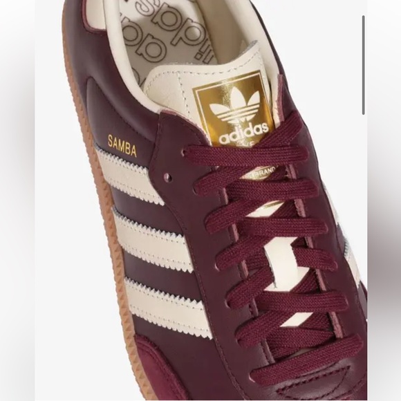NWT Adidas Samba OG W Maroon Cream White Gold Metallic Sneakers Size Women’s 7 - Picture 6 of 16